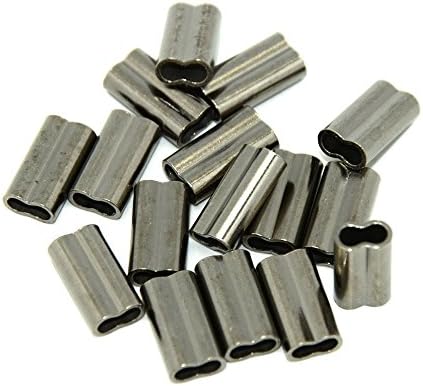 100pcs Barrel Crimping Sleeves copper double tube sea fishing wire sleeve fishing line tube inside Diameter 1.0mm-2.2mm (Black, 10mmx2.0mm)