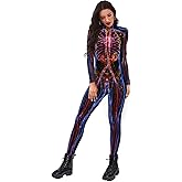Sister Amy Women's Halloween Skull skeleton-1 Bodysuit Skinny Stretch Costume