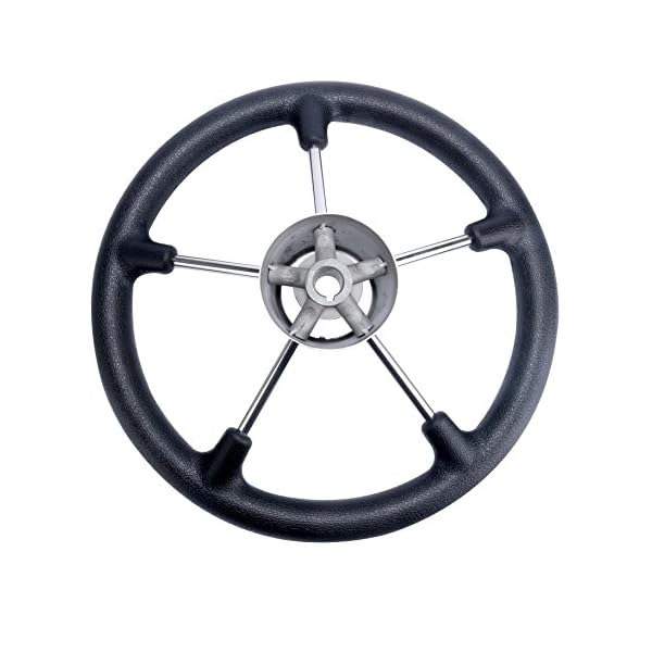 Amarine-made-13-12-Inch-Boat-Marine-5-Spoke-Destroyer-Steering-Wheel-with-Black-Foam-Grip