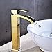 Wovier Shiny Polished Gold Waterfall Bathroom Sink Faucet with Supply Hose,Single Handle Single Hole Vessel Lavatory Faucet,Basin Mixer Tap Tall Body Commercial,French Gold