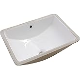 Sarlai Undermount Bathroom Sink - 21 x 14 inch Rectangular Vessel Sink Undermount Modern White Ceramic Rectangle Sink, Vanity