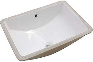 Sarlai Undermount Rectangular Vessel Sink - 18 x 14 inch Modern White Ceramic, Vanity Sink Art Basin with Overflow, Interior 16.25"x11.8"x6.5"