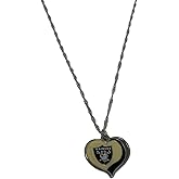 Pro Specialties Group NFL Las Vegas Raiders Glitter Heart Swirl Chain & Charm 20 inches, Women's Charm Necklace