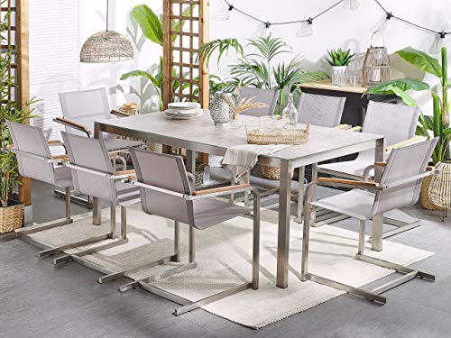 Beliani Gartentisch Sicherheitsglas Keramik beige 180x90 cm Edelstahlgestell Cosoleto – Bild 3