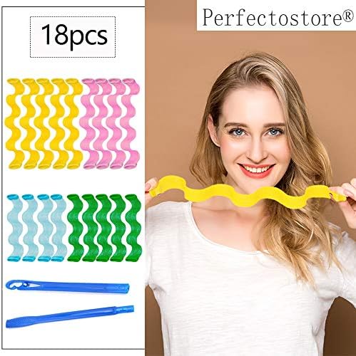 Hair Rollers,18pcs Hot New DIY Curl Formers Water Ripple Hair Divider Magic Hair Curlers Curl Formers Spiral Ringlets Leverage Rollers