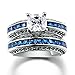 AMiERY Women 18KGP Princess Cut CZ Blue Sapphire Wedding Anniversary Engagement Bridal Rings Set
