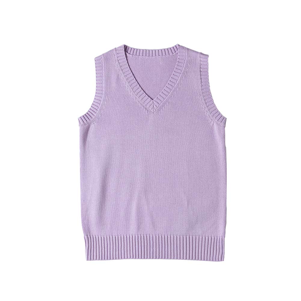 [Wowcarbazole] スクールベスト 女子 学生 制服 ニットベスト Vネック 通学用 無地 綿 ノースリーブ 高校生 ゆったり 春夏秋冬 の商品画像