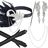 Beelittle 1920s Accessories Headband Earrings Necklace Gloves Cigarette Holder (E3)