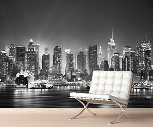 StickersWallNew York City Skyline Manhattan Cityscape Wall Mural Photo Wallpaper Picture Self Adhesive B/W 1046 (342cm(W) x 242cm(H))