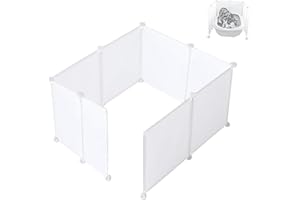 BENCACAWINSTYLE Cat Litter Box Enclosure Splash Guard,DIY Large Pet Litter Box Shields for Open Top Litter Pan.Small Animal Pen for Hamsters, Guinea Pig (Not Include Litter Mat White, Large L24''W24''H16'' 8PCS)