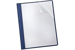 Oxford Duotang Linen Clear Front Report Covers, Letter Size, Navy, 85-Sheet Capacity, Linen-Like Finish, Durable Metal Fasten