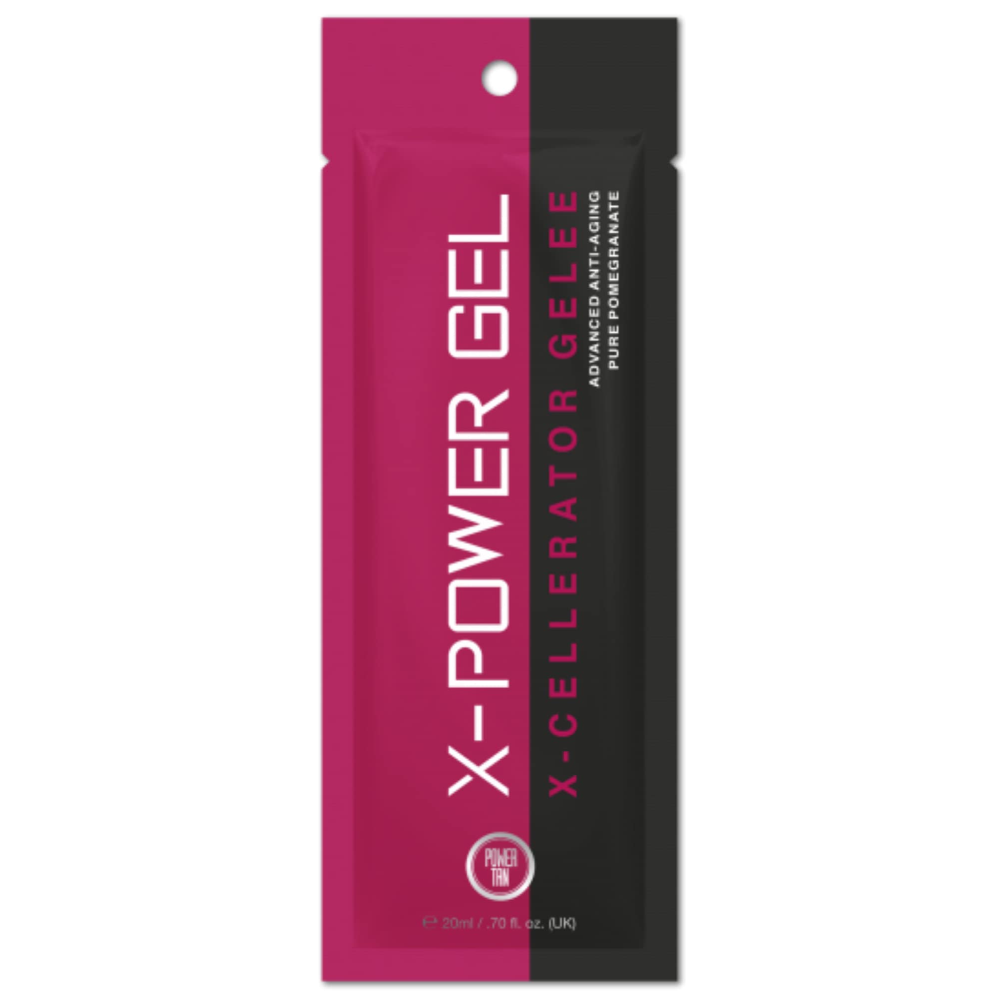 X-Power Gel Tanning Accelerator Fast Absorbing Tanning Gel with Hemp & Vitamin E Deep Long-Lasting Tan Tingle-Free Pomegranate Fragrance For All Skin Types | 20 ml