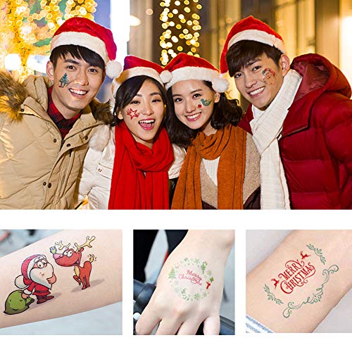 Christmas Tattoos for Kids Adults, 26 Sheets Cute Children Face Tattoos for Holiday Stocking Stuffers Goodie Bags Birthday Gift, VIWIEU Body Art Stickers for Boys Girls Charity Event