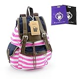 DAKIA Unisex Fashionable Canvas School Bag Super Cute Stripe School College Laptop Bag Backpack for Teens Girls Boys Students (PINK)