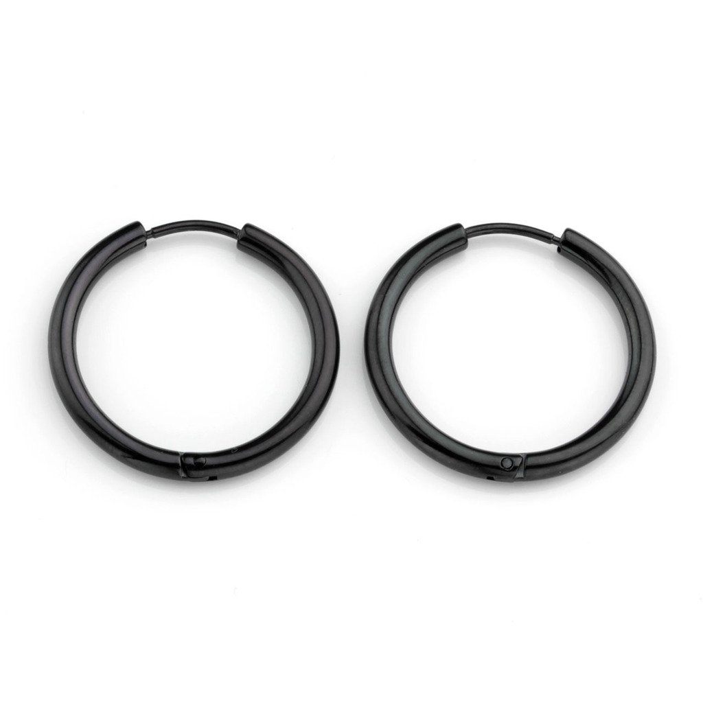 Zysta 2-10pcs Stainless Steel Black Small Round Tube Endless Hoop Earrings, Hypoallergenic for Cartilage, Nose, Ears, Tragus