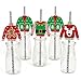 Big Dot of Happiness Ugly Sweater Paper Straw Decor - Holiday and Christmas Party Striped Decorative Straws - Set of 24
