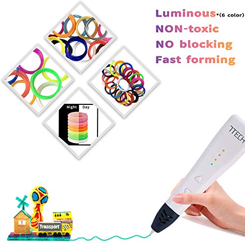 7TECH 3D Pen/Printing/Drawing Pen Filament Refills PLA 1.75mm 30 colors, 300 Feet with 280 Stencil E-book (wood,silver,gold,copper,6 Fluo,20 Common),High-Precision Diameter Filament for Tecboss Nulaxy