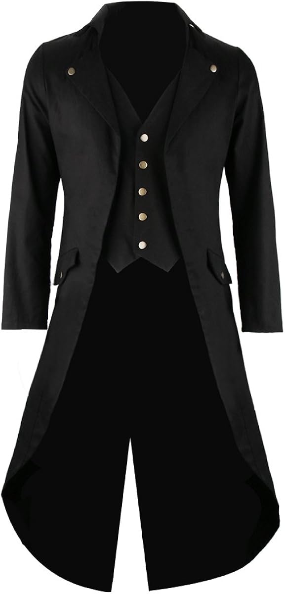 Mens Gothic Tailcoat Tuxedo Jacket Black Steampunk VTG Victorian mens-gothic-tailcoat-tuxedo-jacket-black-steampunk-vtg-victorian