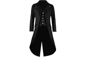 SOLOTIMES Mens Black Tailcoat Jacket Gothic Steampunk Victorian VTG Halloween Costume Long Coat