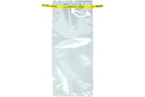 Nasco Whirl-Pak B00990WA Sample Bag, 305mm L x 125mm W, 0.076mm Thickness, 798ml Capacity (Box of 500)