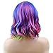 BERON 14” Short Curly Women Girl’s Charming Synthetic Wig with Air Bangs Wig Cap Included (Rainbow)thumb 3