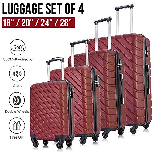 Apelila 4 Piece Hardshell Luggage Sets,Travel Suitcase,Carry On Luggage