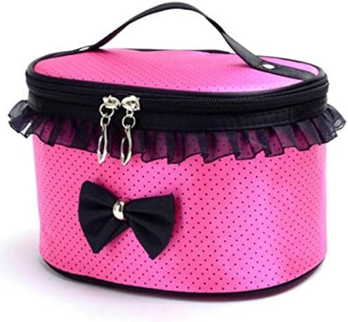 Mikey Store Portable Travel Cosmetic Pouch Toiletry Wash Cosmetic Bag Organizer Holder Makeup Handbag (Hot pink)