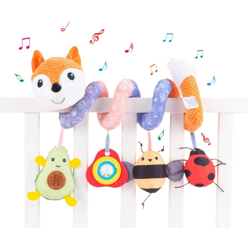 JNGUOSICN Spiral Pram Toy Newborn Pram Toy Sensory Toy for Babies Pushchair Stroller Car Seat Activity Baby Toy Hanging Toy for Babies Pram Toy Infant Girl Soft Hanging Toy with Ringing Bell Music