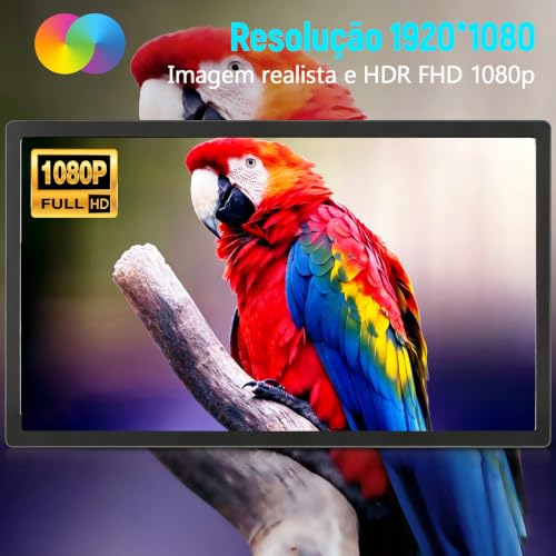 Monitor portátil de 15,6 polegadas, conectividade USB-C e HDMI, resolução Full HD 1080p, falantes integrados compatível com diversos dispositivos–Preto