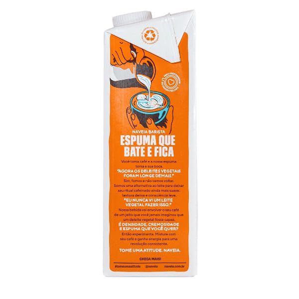 Naveia Pack 12x Leite Vegetal de Aveia Barista 1L - Para Café, Vegano, Sem Lactose e Sem Glúten