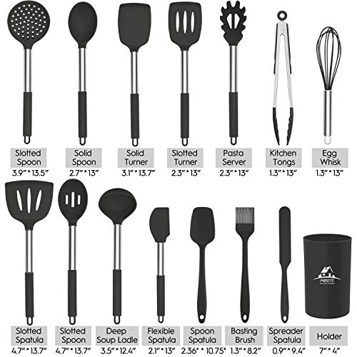 MIBOTE 15 Pcs Silicone Kitchen Utensils Set, Cooking Utensils Set with