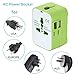 International Travel Power Adapter Kit,Wacye Universal World Power Adapter Converter AC Power Plug Adapter for Europe USA UK AUS Asia (Green,2 USB)