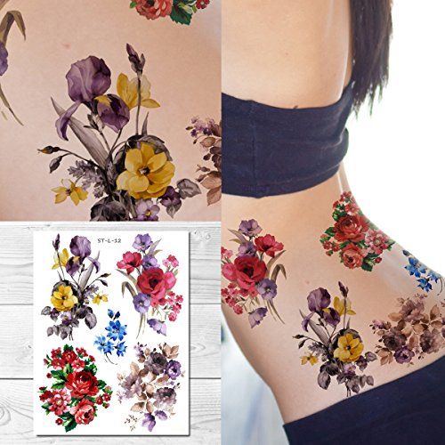 Supperb temporary tattoos - mix bouquet of flowers