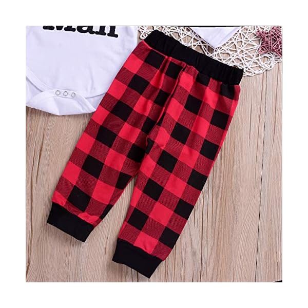 YOUNGER TREE Newborn Boy Clothes Set Long Sleeve Romper,Plaid Pants + Cute Hats 3pcs Outfit - Image 6