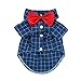 Fitwarm Gentle Formal Blue Dog Shirts for Pet Polo Clothes Apparel + Red Wedding Bow Tie, Medium