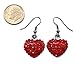 Valentine's Day Red Heart Earrings Love Be Mine Dangle Hook Style Red Paved Rhinestone Fashion Jewelry