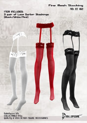 Cc182 1/6 Dollsfigure 3 Pair of Lace Garter Stockings