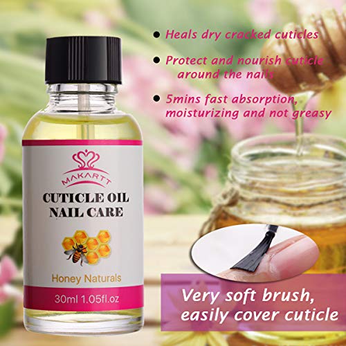 MAKARTT Honey Naturals Nail Cuticle Oil 30ML, Heals Cracked Cuticles, Perfect Non-irritating Milk Fragrant 5Mins Fast Absorption, Moisturizing & Anti-Greasy Oil Cuticle Repair P-11