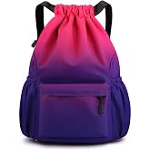 YYKSYDPT Drawstring Backpack, Waterproof Bag With Outside Zipper Pocket | Unisex Oxford Drawstring Bags for Sports, Work