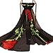LMVERNA women's flower scarves printing chiffon lightweight scarf long spring scarfs shawls (Black)