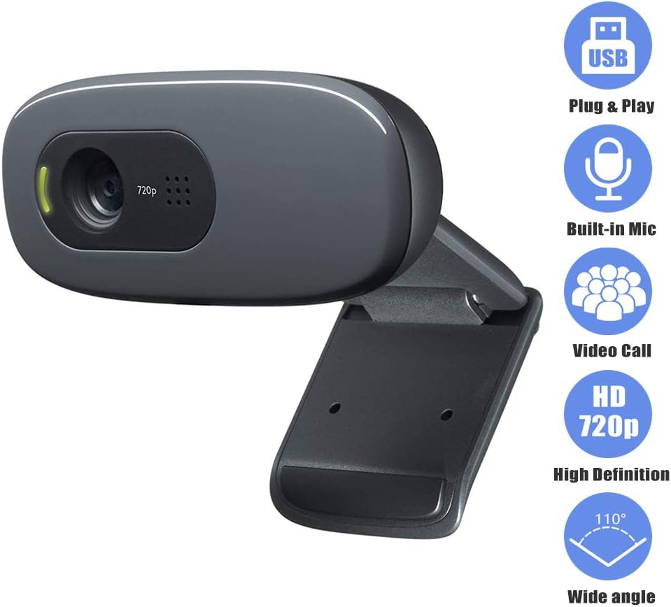 Webcam with Microphone Desktop or Laptop Webcam, HD 720p Widescreen for Video Calling and Recording,Hi Speed USB 2.0 with 1.5m USB Cable