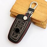 etopmia Car Remote Key Holder Case Cover,3D Wallet Key Remote Case fit BMW 2 3 4 5 6 7 Series Remote Smart Key Fob,Red Thread