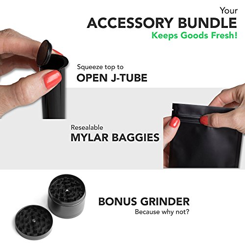 Smell Proof Bag with Smoking Accessories by Top Class Ventures – Smell Proof Container Pouch PLUS Grinder, Resealable Bags, and Doob Tubes – Discreet Stash Storage Case - Smellproof No Odor Bags