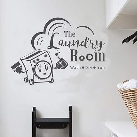 Zhuhuimin Dibujos Animados Lindo Calcomania De Lavanderia Lavado Planchado En Seco Ropa De Vinilo Pegatina Lavanderia Logo Pared Artista Residencia Decoracion Impermeable 1 80x57 Cm Amazon Es Hogar