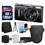 Canon PowerShot ELPH 360 HS Digital Camera (Black) + Transcend 32GB Memory Card + Camera Case + USB Card Reader + LCD Screen Protectors + Memory Card Wallet + Complete Accessory Bundle