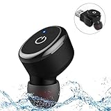 IPX8 Waterproof Bluetooth Earbud,Realproof Single Mini Wireless Headphone Noise Cancelling Car Headset Handsfree Sports Earpiece with Mic for iPhone and Android Smart Phones (One pcs)