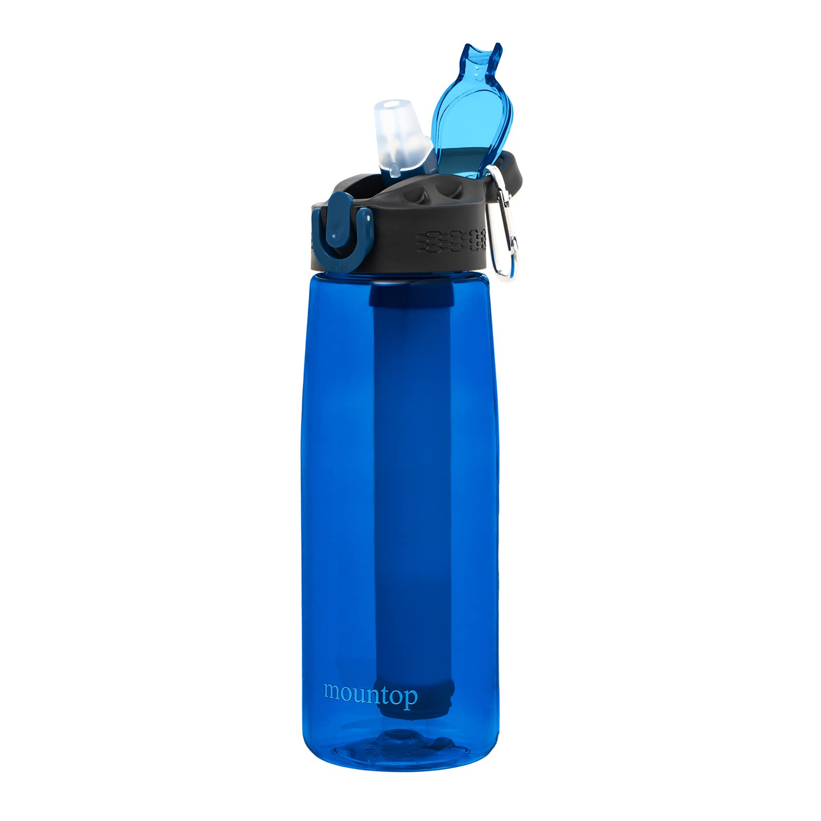 mountop Portable Water Filter Bottle - Emergency Water Filtered Bottle with 2-Stage Integrated Filter Straw for Hiking Backpacking and Travel BPA Free 22oz