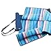 yodo Compact Water-Resistant Picnic Blanket Tote for Outdoor Camping Stadium Sporting Events with Shoulder Strap and Soft Fleece (59 X 53 inches),Spring Summer Blue Stripe