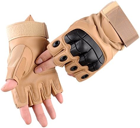 Campstoor Tactical Shooting Gloves Fingerless Half Finger Tactical Gloves with for Riding Motorcycle Airsoft Military Army Police Swat Combat Assault Tactical Gloves(Sand, Large)