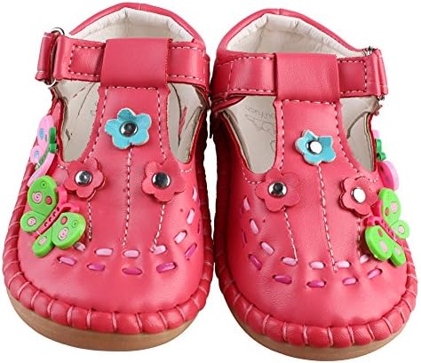Baby Girls Infant Stitching Faux Leather Crib Shoes, Rubber Sole Baby First Walkers